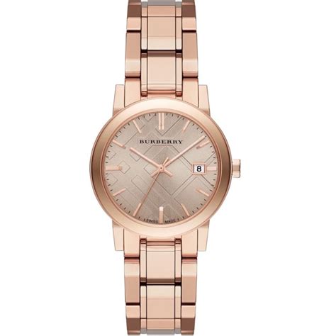 BURBERRY Unisex Rose Gold Classic Checked Analog Quartz 34mm Watch BU9135